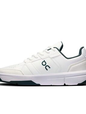 On Running White and Dark Green Women's Sneakers